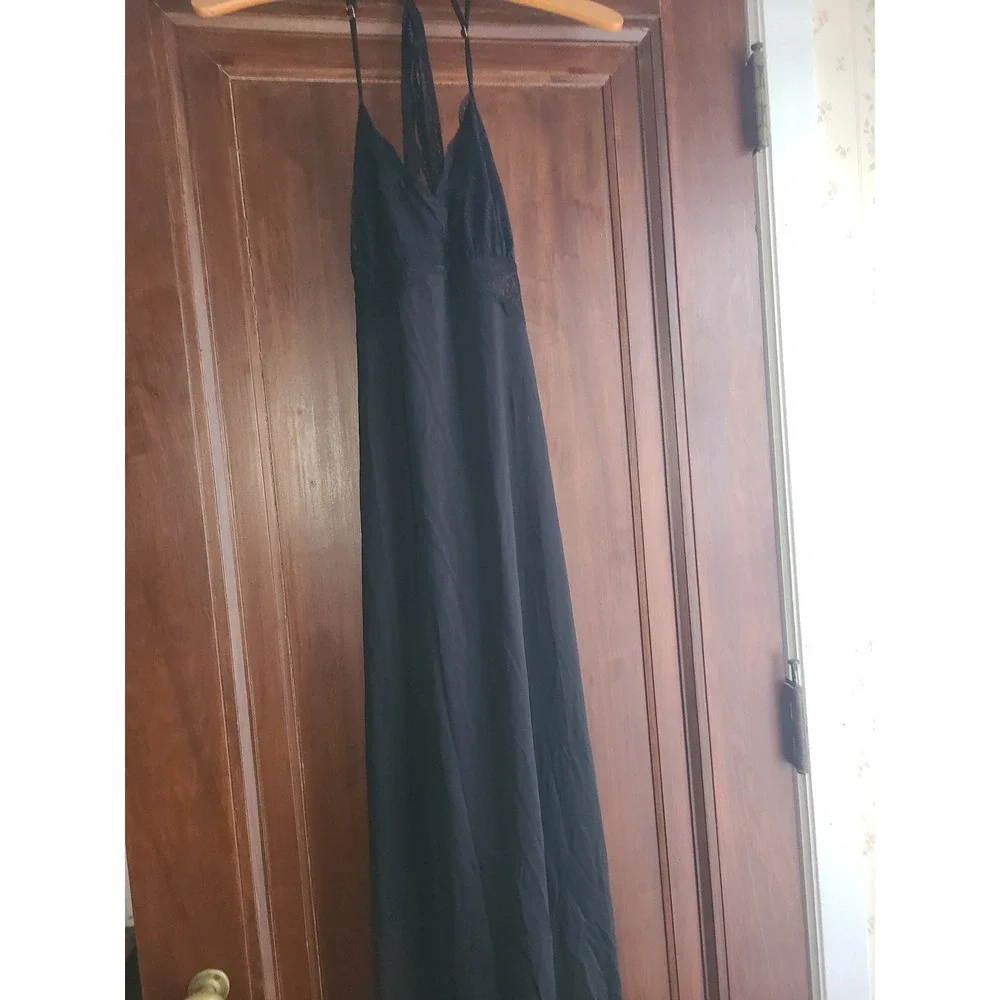 INC International Concepts Intimates Black Lace Trim Long Nightgown Small